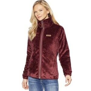 Columbia Women’s Fireside Full Zip Sherpa Fleece Jacket Size M Maroon EUC